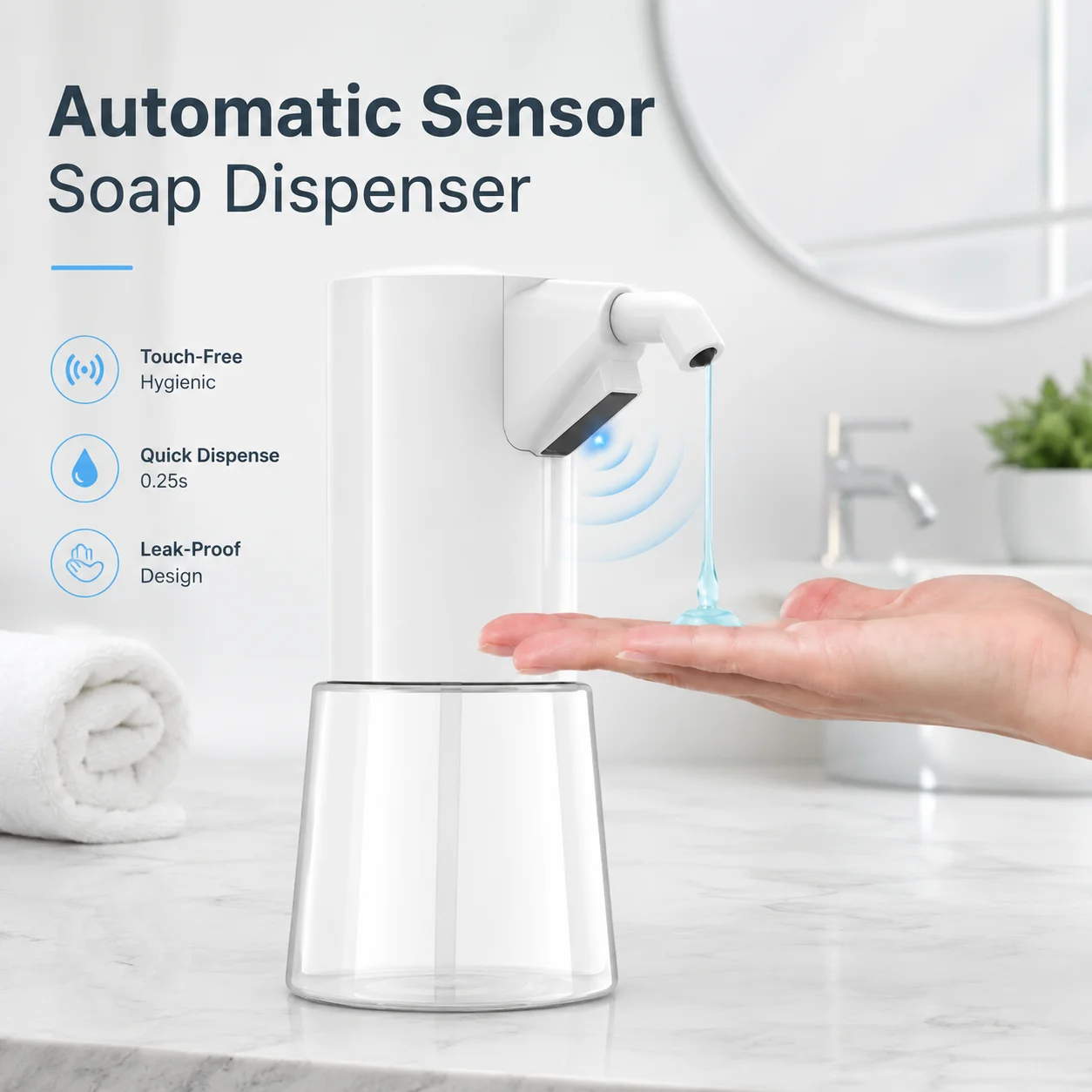 

New Automatic Sensor + Soap +, Detergent, Body Wash, Hand Sanitizer, Soap Dispenser, Rechargeable White.