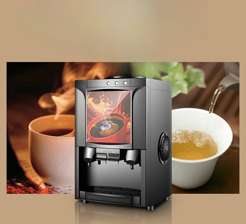 Cafetera comercial de escritorio Digital de corazón a corazón, máquina automática instantánea de café, té de la leche, dispensador de agua y café 3 en 1