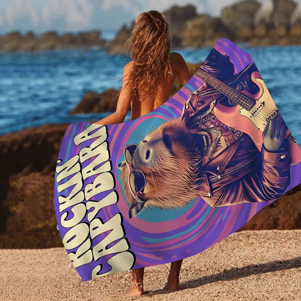 Cute Capybara Microfiber Beach Towel Absorbent Quick Dry Soft Yoga Swimming Resort Mountain Climbing Towel