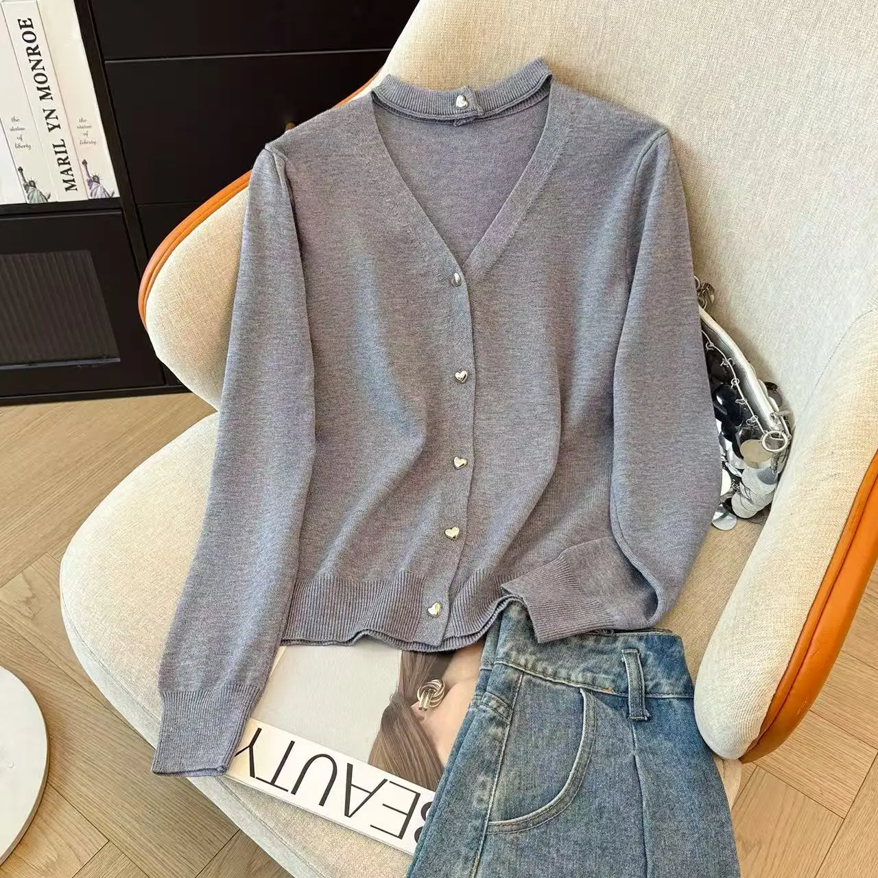 

Новинка 2025, модный корейский женский вязаный свитер, мягкий ажурный свободный крой для похудения, весна-осень-зима, подвесной вырез...