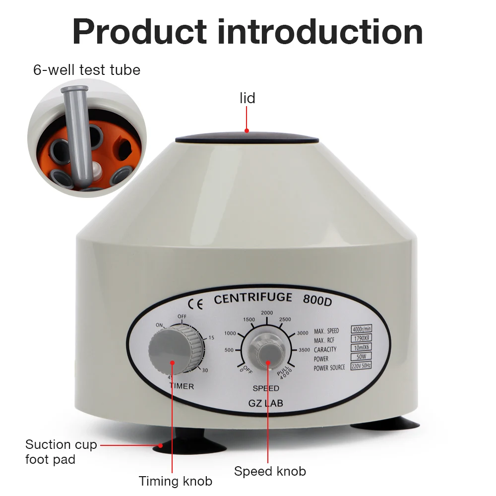 مختبر الطرد المركزي الكهربائي 4000 دورة في الدقيقة 1790xg 6*10 مللي مصل البلازما PRP PRF آلة منفصلة التيار المتناوب 220 فولت الموقت منخفضة السرعة الطرد المركزي