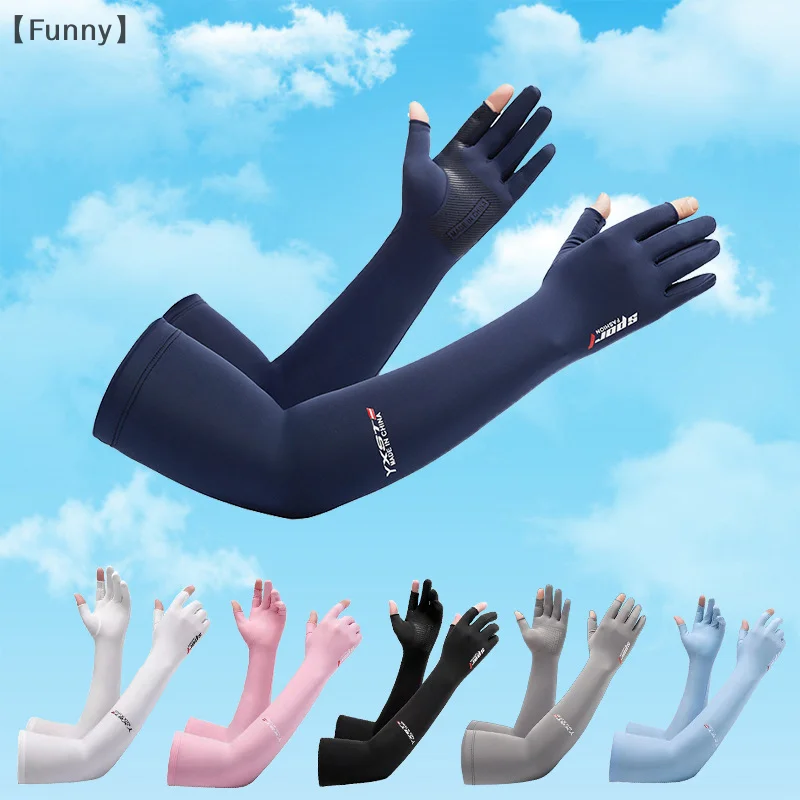 Mangas de brazo solares UV para hombre, guantes de ciclismo de mano, mangas largas, cubierta de brazo de conducción, manguito fresco de verano para mujer, protección solar para motociclista