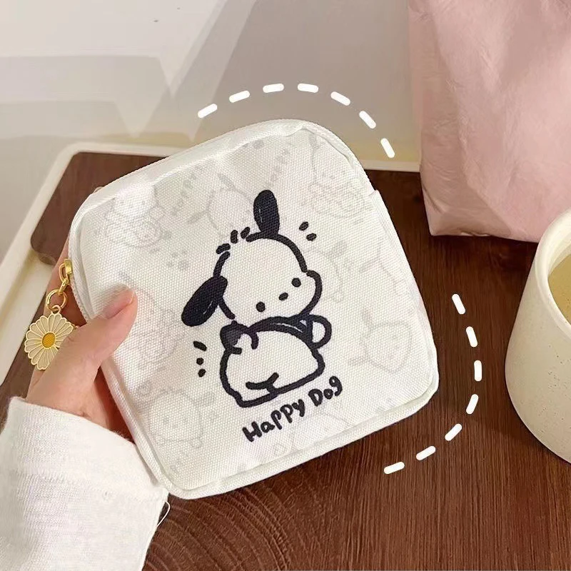 Kawaii Sanrio Pochacco Sanitary Napkin Storage Cute Girl Student Physiological Period Sanitary Portable Storage Cloth Bag Gifts