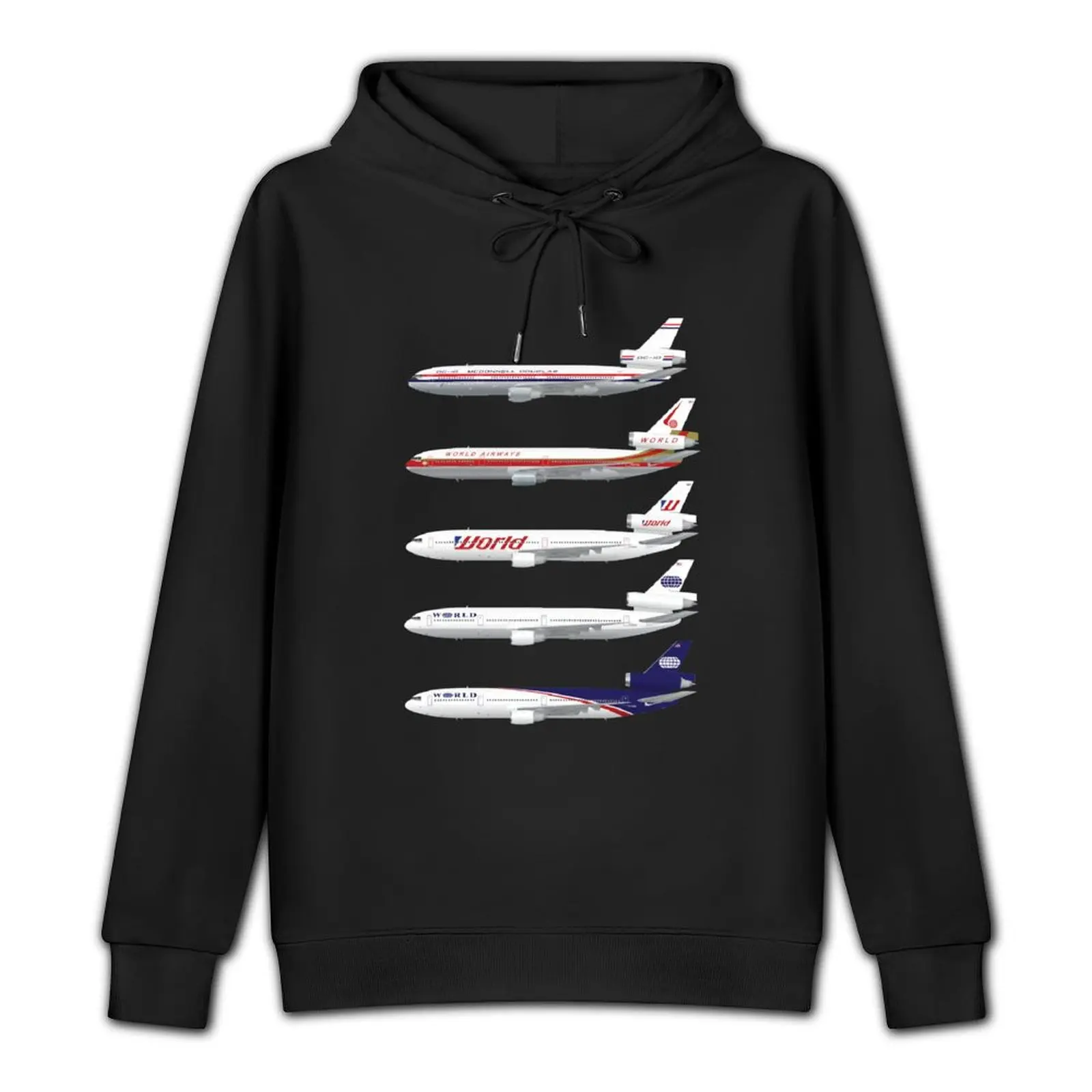 Wings In Uniform - DC-10 - World Airways - Through The Ages Pullover Hoodie autumn designer hoodies