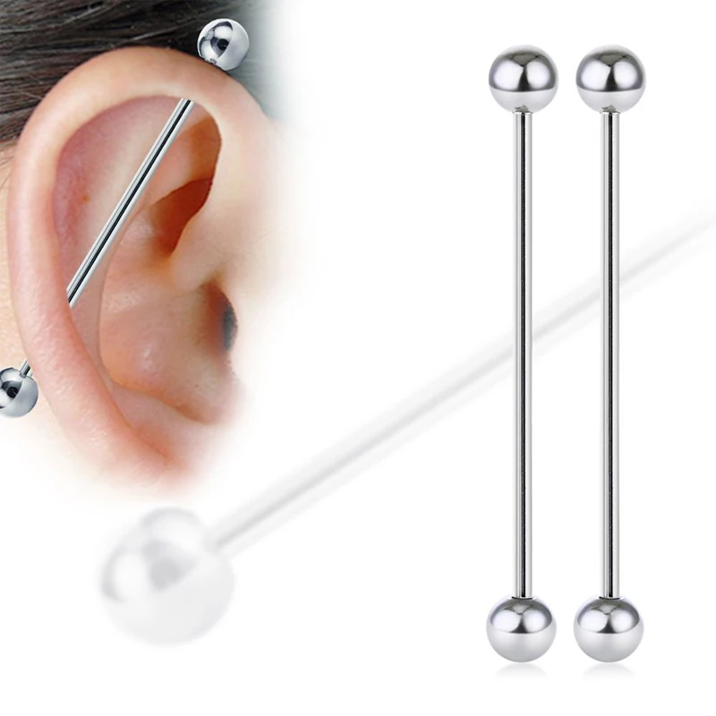 5Pc 16G/18G G23 Titanium Industrial Barbell Cartilage Earring Long Ear Stud Helix Tragus Piercing Retainer Body Jewelry