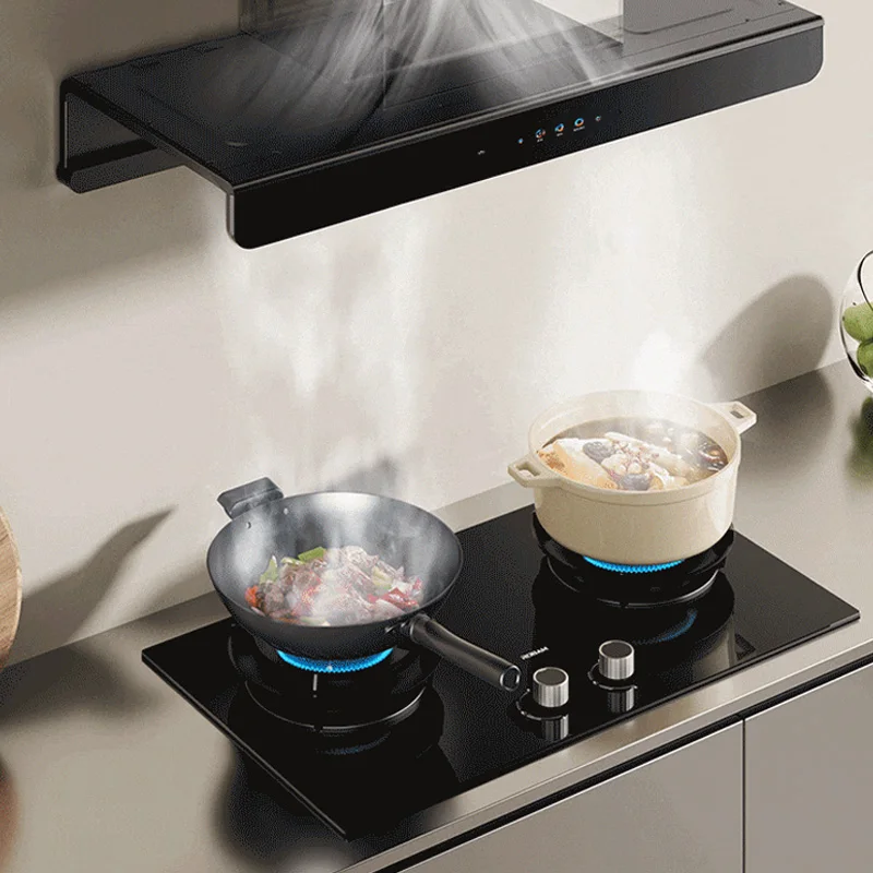 Maxky E2/E2P European-style Top Suction Stainless Steel Touch Control Range Hood 27m Air Exhaust Rate High Suction Home