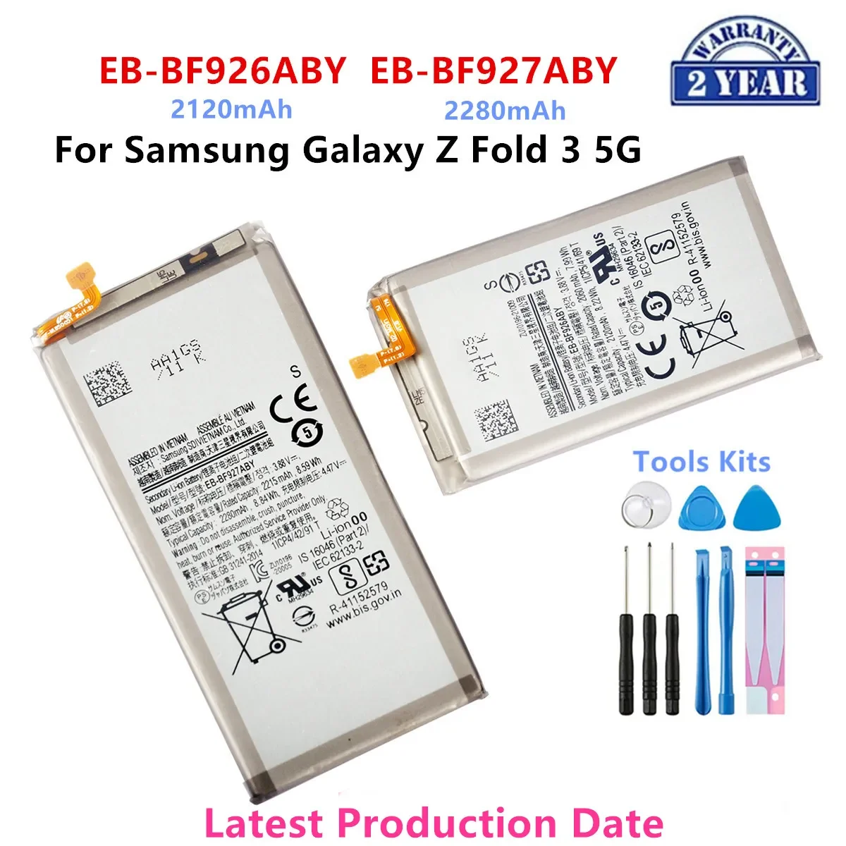 Brand New EB-BF926ABY EB-BF927ABY Battery For Samsung Galaxy Z Fold 3 5G F926 F927 + Replacement  Batteries+Tools