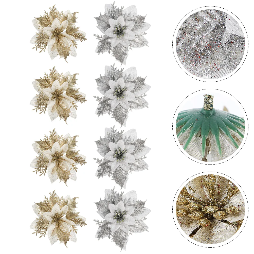 

24 Pcs Decor Christmas Flower Decoration Simulated Delicate Ornament Simulation Party