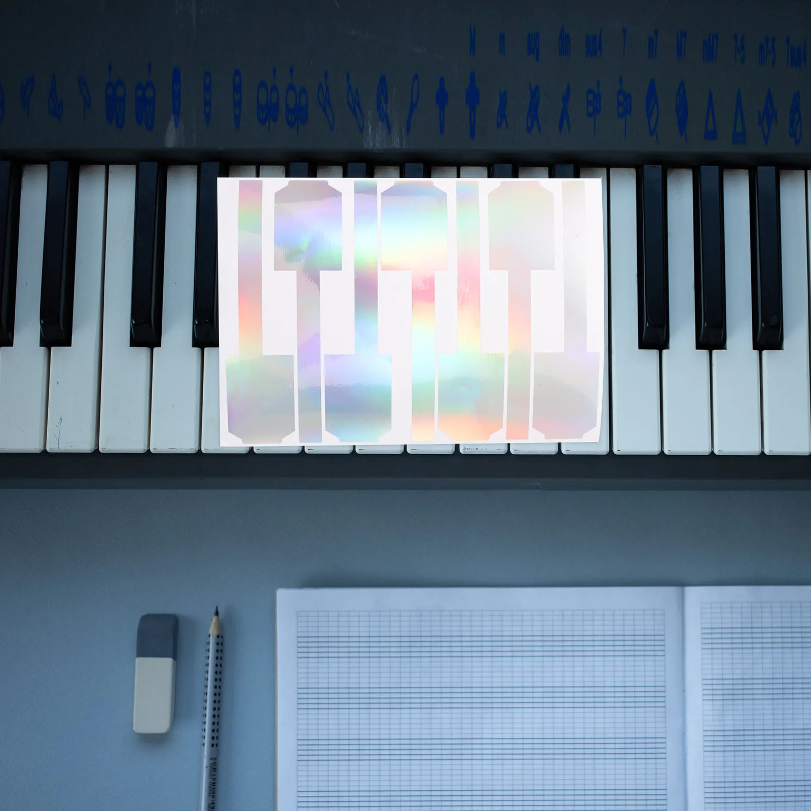 1Set Electric Keyboard Piano Stickers 76 Key Laser Cut Removable Protective Film Anti Scratch Oxidation Resistant for Beginners