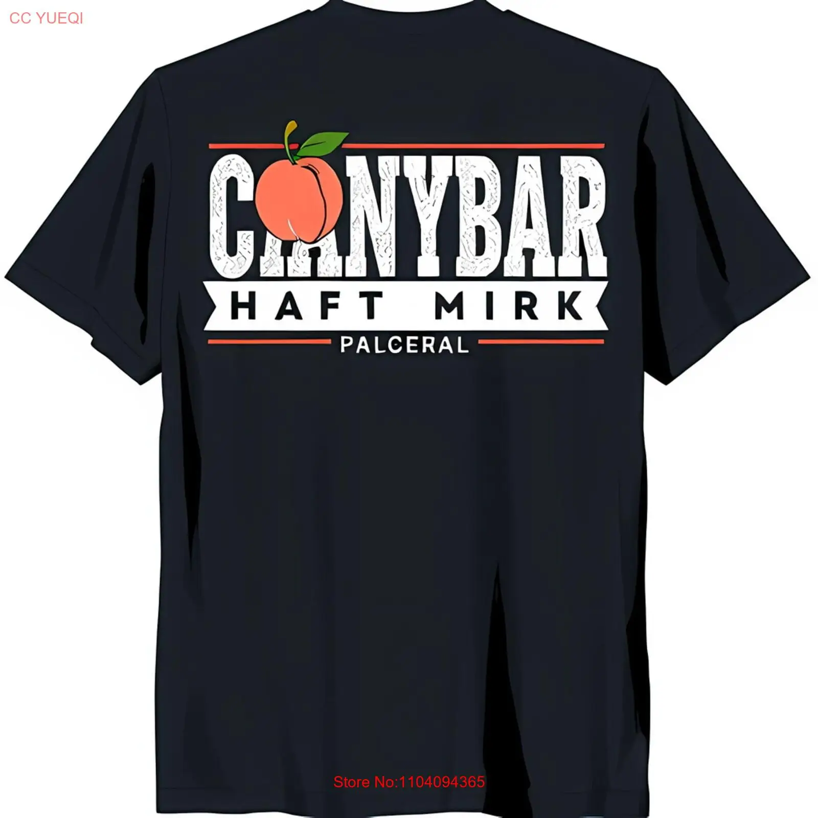 

Винтажная черная футболка со старым рисунком «Conybar Haft Mirk» и персиком