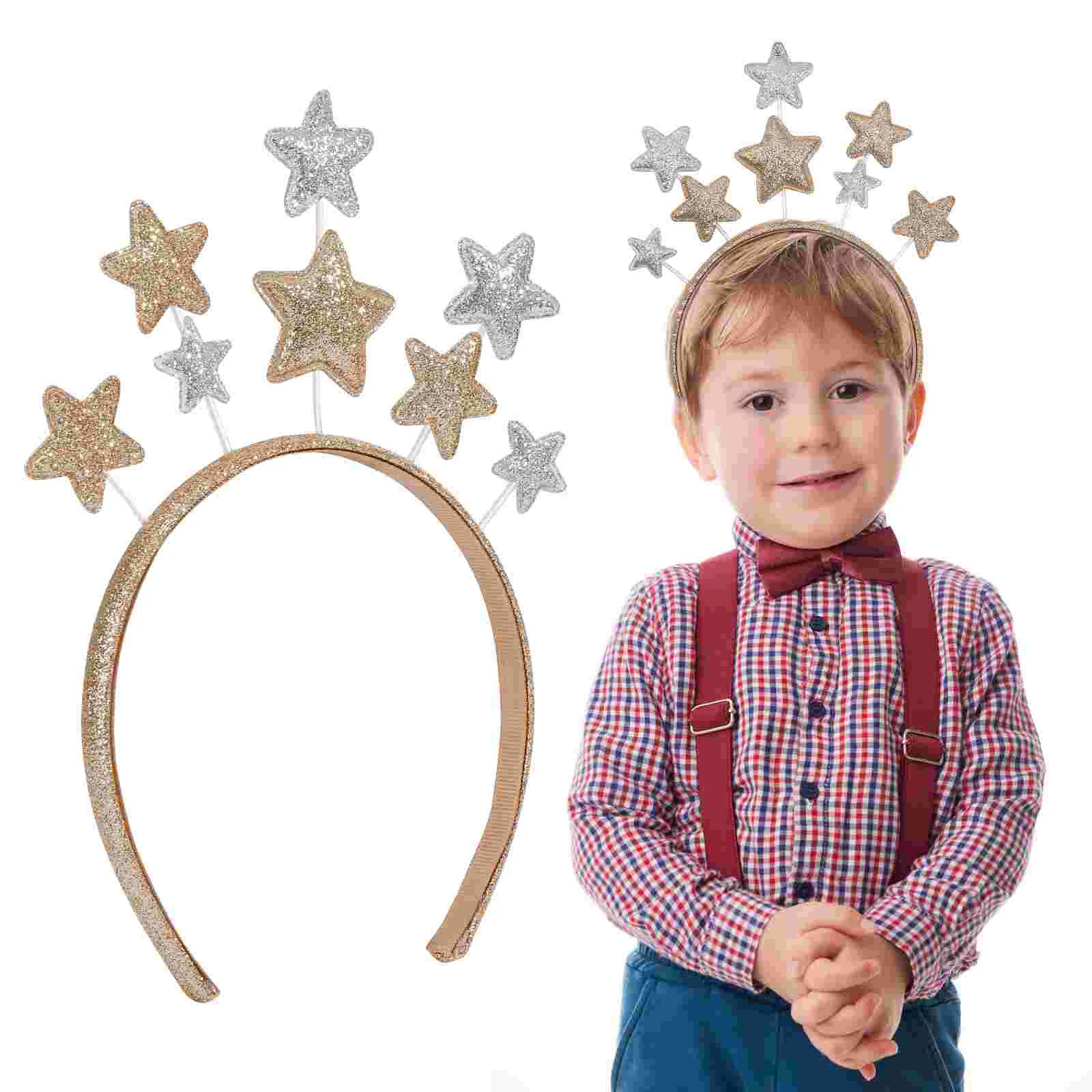 

Pentagram Hair Accessories Christmas Headbands Kids Award Trophy Stars Party Headwear Creative Metal Headpieces Adults