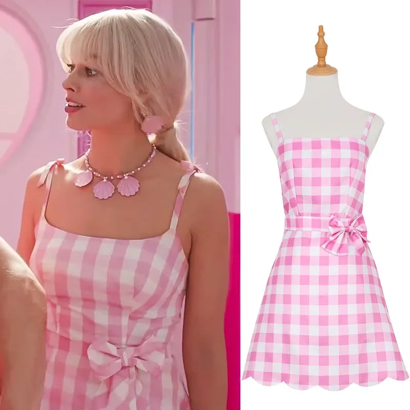2023 Movie Margot Robbie's Barbe Costume Hot Starry Pink Top and Pants Barbe Set for Women Ladies Halloween Costumes