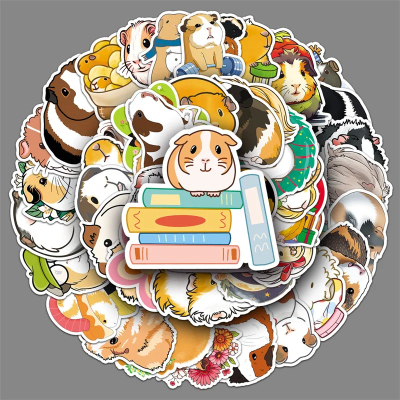 51Sheets Cute Cartoon Guinea Pig Graffiti Sticker Kawaii Aesthetic Stickers Laptop Notebook Suitcase Cup DIY Decoration Stickers