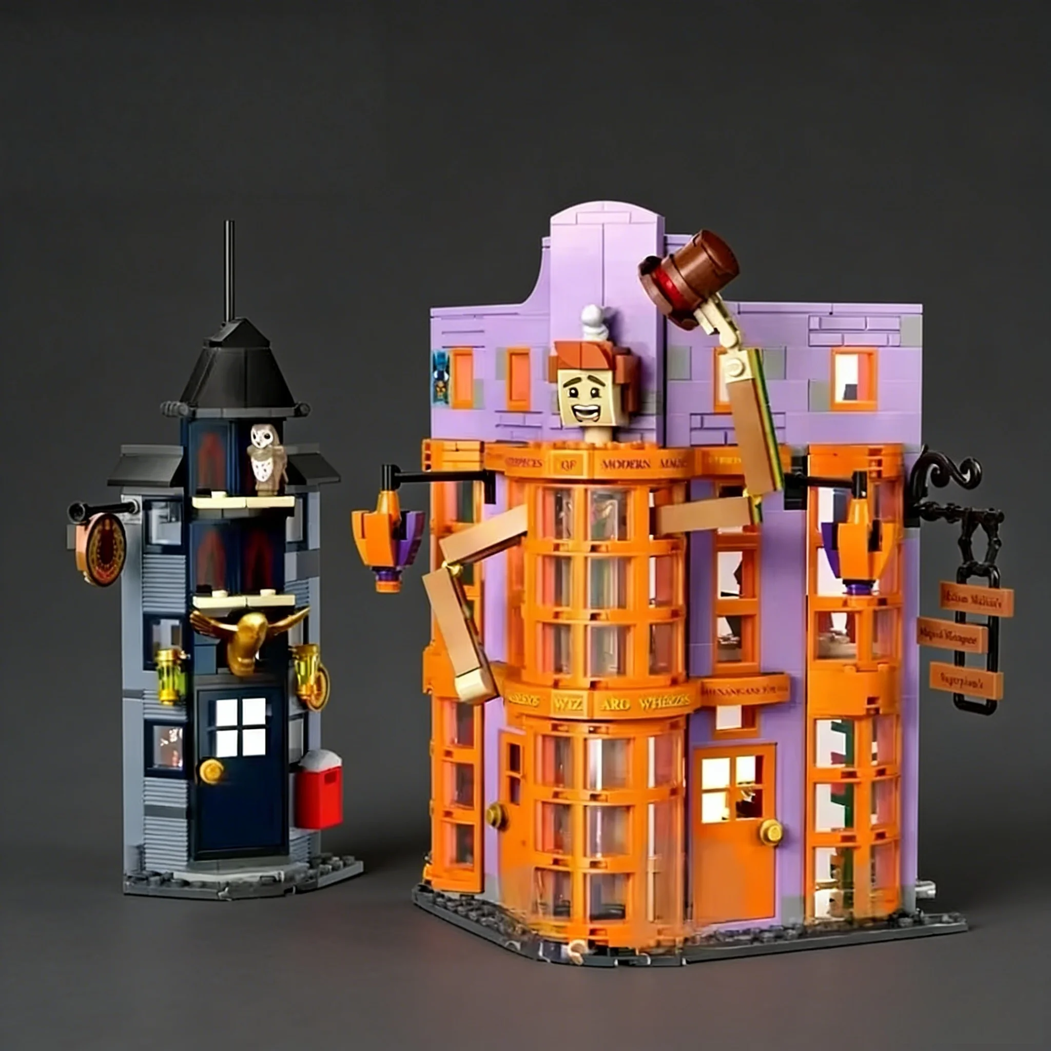 834 stuks Harry Potter Diagon Alley Weasley Magic Joke Architecture Series Kerst Verjaardag Collectie Bouwblokken Cadeau