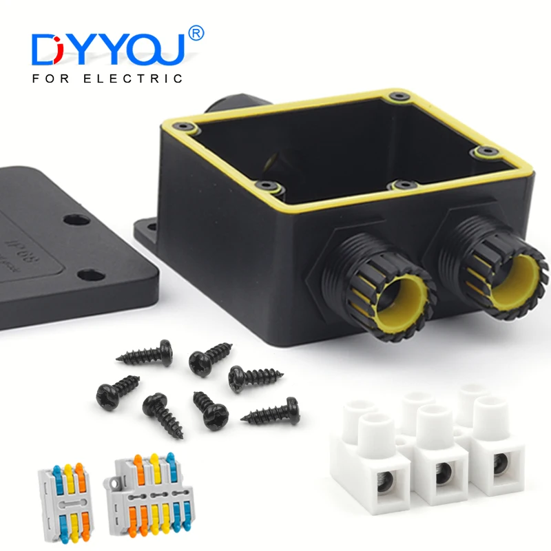 

IP68 3 Way Outdoor Waterproof Junction Box Black Mini Connector Box With PC Plastic And Terminal Designed For Buried Wiring