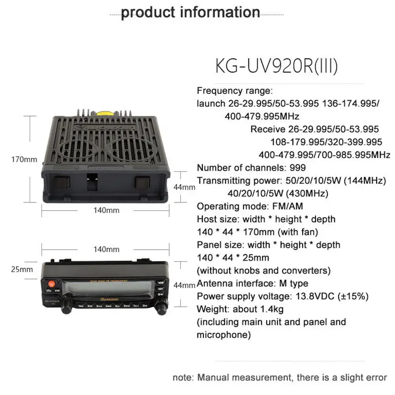 2 uds Original WouXun KG-UV920R(III) Radio móvil de doble banda para coche VHF/UHF 136-174/400-480MHz DTMF micrófono KGUV920R Radio móvil para coche