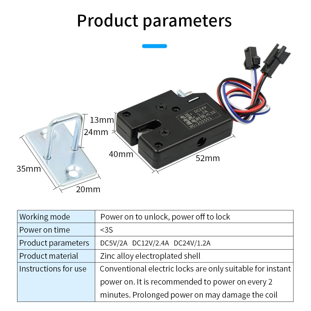Electric Lock DC 5V/DC 12V/DC 24V Mini Small Size Solenoid Electromagnetic Electric Control Express Locker Cabinet Drawer Lock