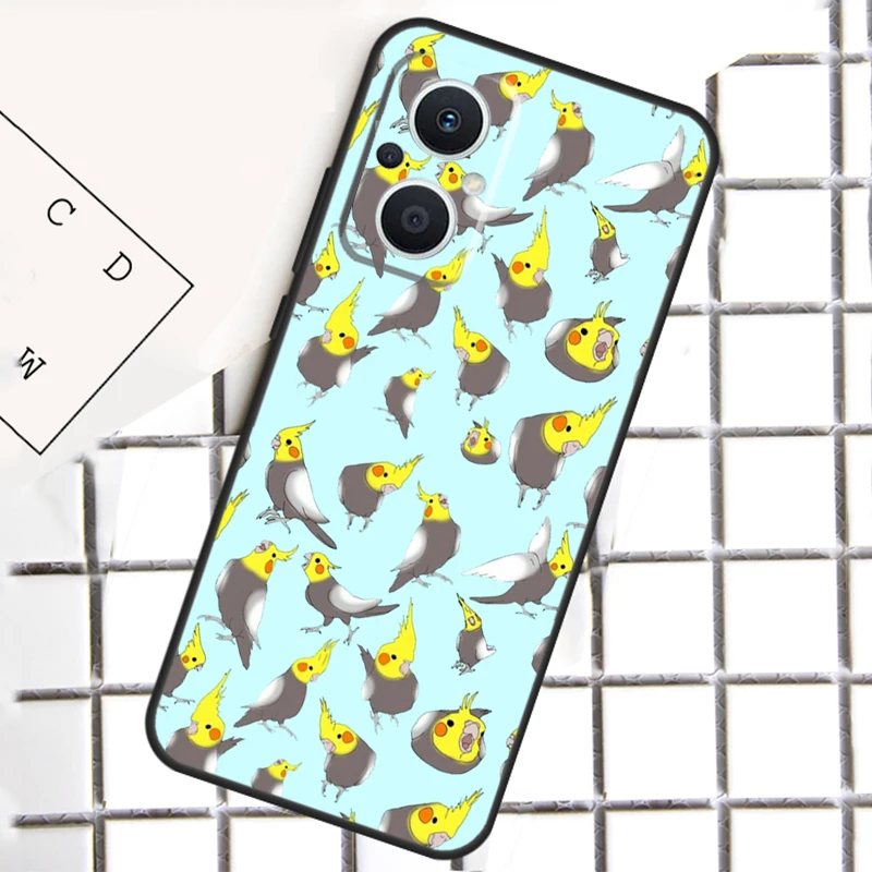 Cartoon Cockatiel Collage Case For OPPO Reno 10 Pro 4Z 5Z 4 5 6 7 8 Lite 8T OPPO Find X5 X6 Pro X3 X2 Neo Lite Cover