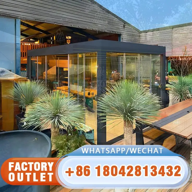 

Fixed Adjustable Sun Shade Automatic Ventilation Aluminum Louver Roof for Patio Garden Balcony Pergola