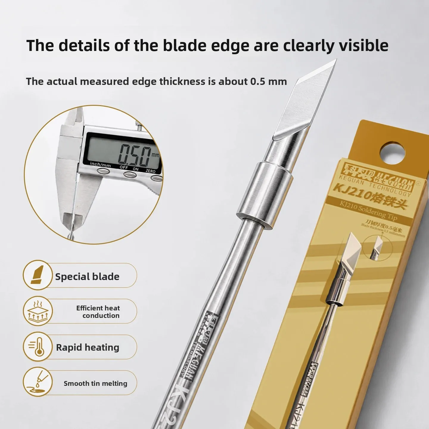 KEGUAN KG-KJ210 Soldering Iron Tip 0.5mm Flat Blade Rapid Heating For Professional Phone Camer PCB Soldering Station Work