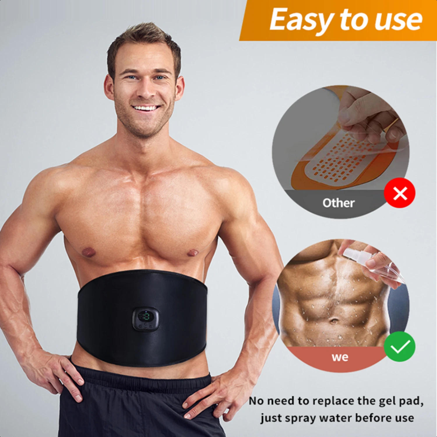 EMS Abdominal Trainer Abs Toning Belt Muscle Stimulator Toner Body Shaping Loss Weight  Gym Fitness Equiment Unisex Ab wheel Ab