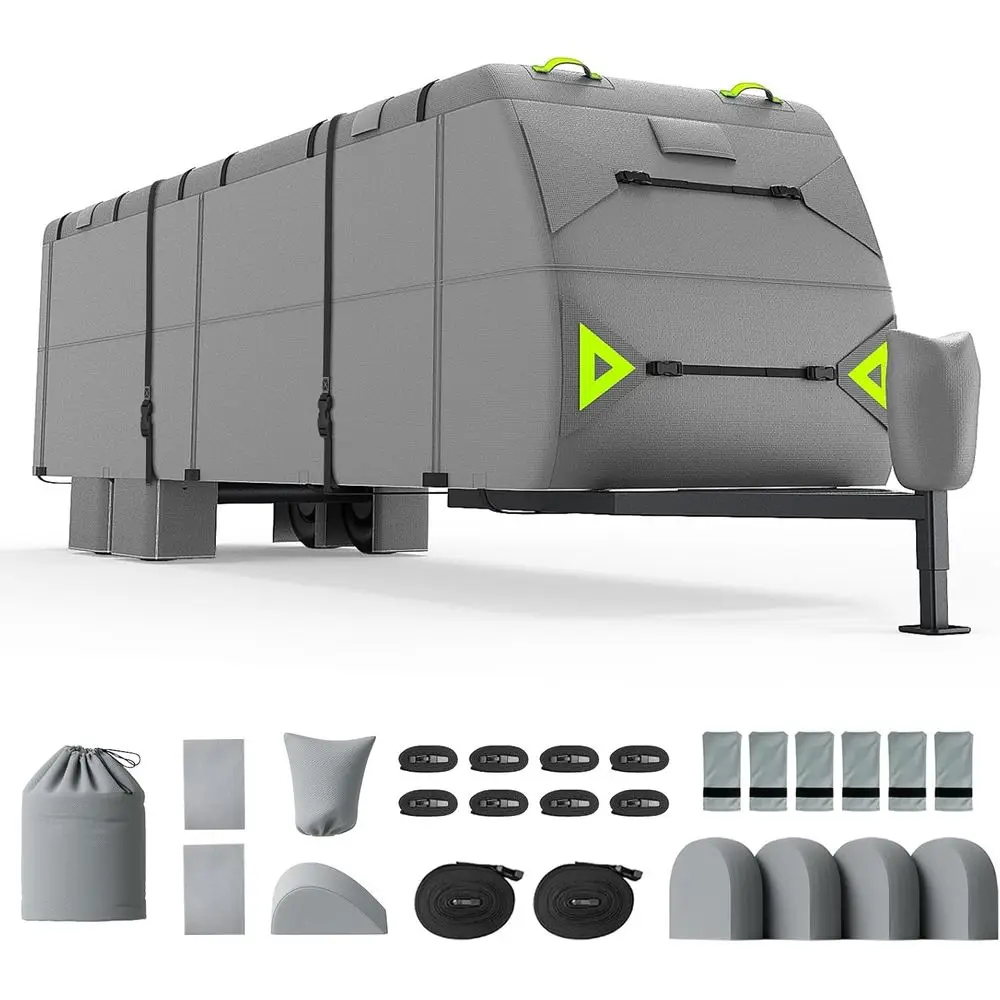 

Cover 24-27ft: 7 Layers Travel Trailer Cover, Waterproof Camper Cover, Toy Hauler Cover with Tongue Jack Cover, Tear Resistant W