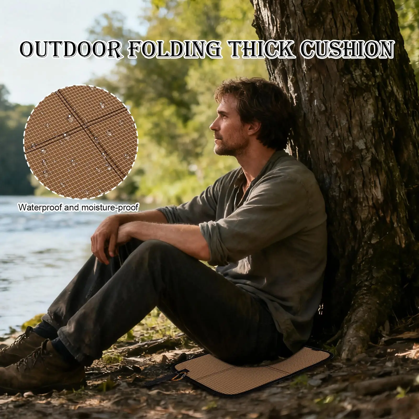 Folding Seat Cushion Waterproof Chair Mat With Carabiner Clip Foldable Seat Cushion For Picnic Camping Airplane Travel Sports