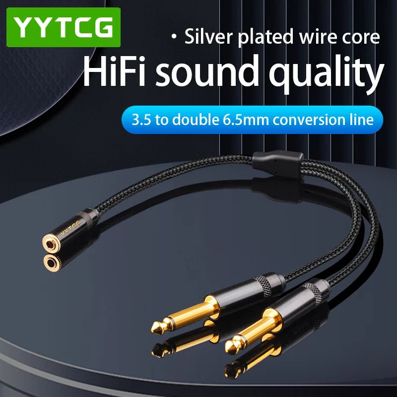 3.5mm To 6.5mm Audio Splitter Cable 3.5mm Female to 2 Male 6.35mm Mic Audio Y Splitter Cable Headset to PC Adapter