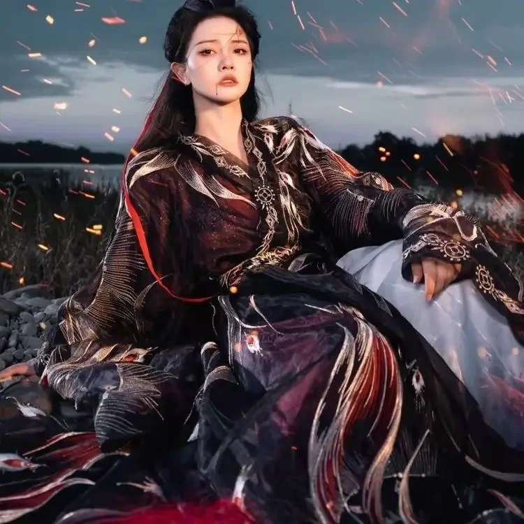 Платье ханьфу в национальном стиле. Церемониальное шоу в стиле хань. Xihe Hanfu. Улучшенные военные штаты. Халат для мужчин и женщин. Тяжелая промышленность Hanfu.