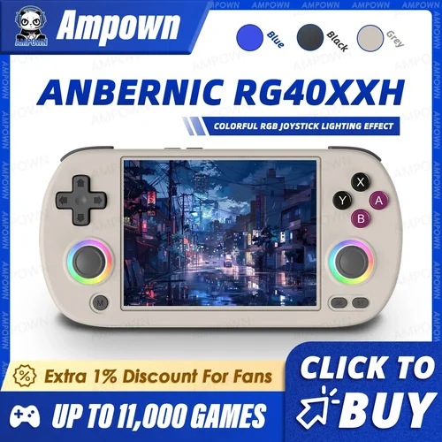 ANBERNIC-consola de juegos portátil RG40XX H, pantalla de 4 pulgadas, sistema Linux, Joystick, efecto de iluminación RGB, reproductor de vídeo RG40XXH, consola Trimui