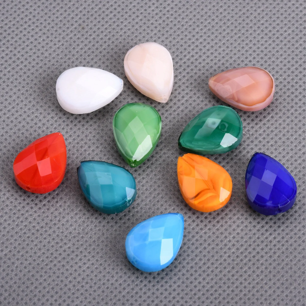 10pcs Flat Teardrop 18x13mm Opaque Faceted Glass Loose Beads For Jewelry Making DIY Crafts Findings