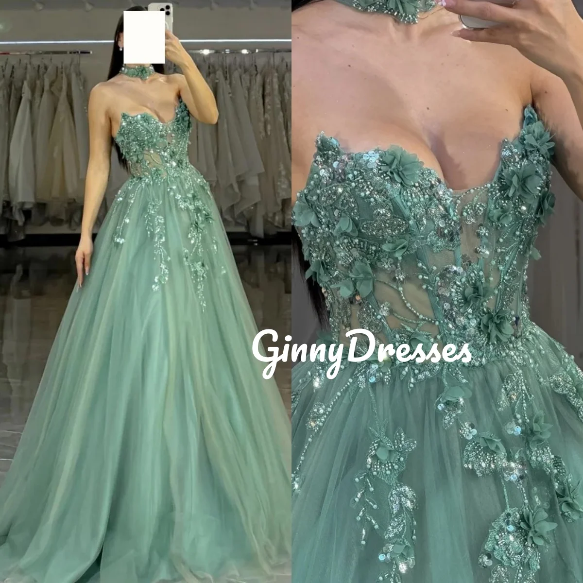 

فساتين سهرة Customize A-Linesweetheart Birthday Dresses Luxury Floor-Length Lace Dresses For Prom Satin Zipper Up Sleeveless