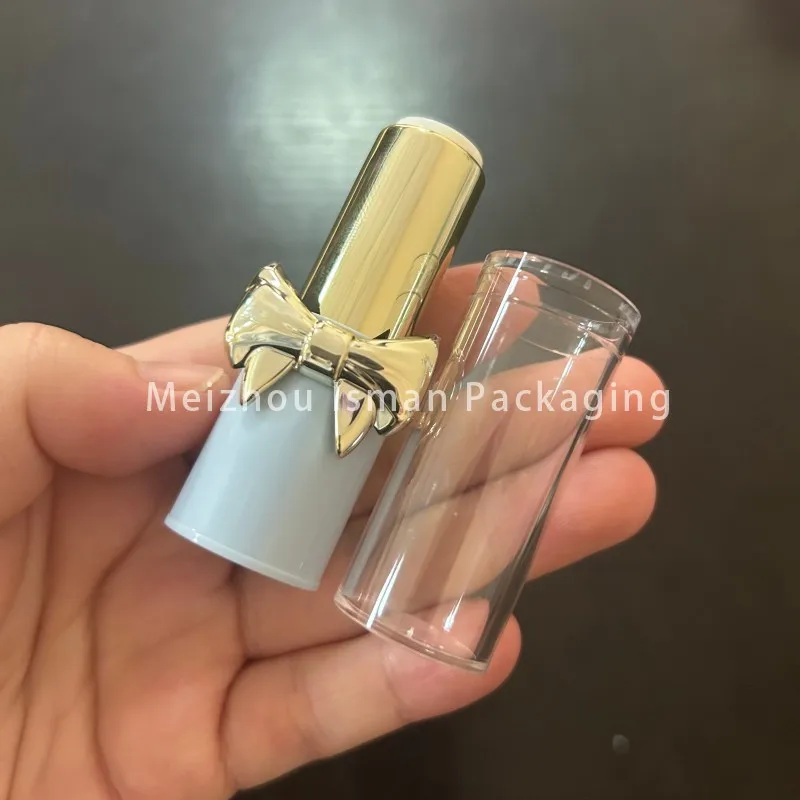 50Pcs Bow lipstick container case empty unique blue butterfly lipstick tube cute clear lipstick cosmetic packaging 3.5g