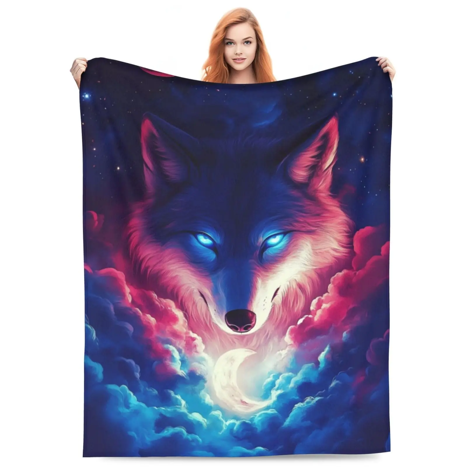 Wolf Throw Blanket Gifts for Women Men Girls Boys Snow Wolves Lovers Flannel Home Decor Couch Bed Sofa Soft Fuzzy Lightweight