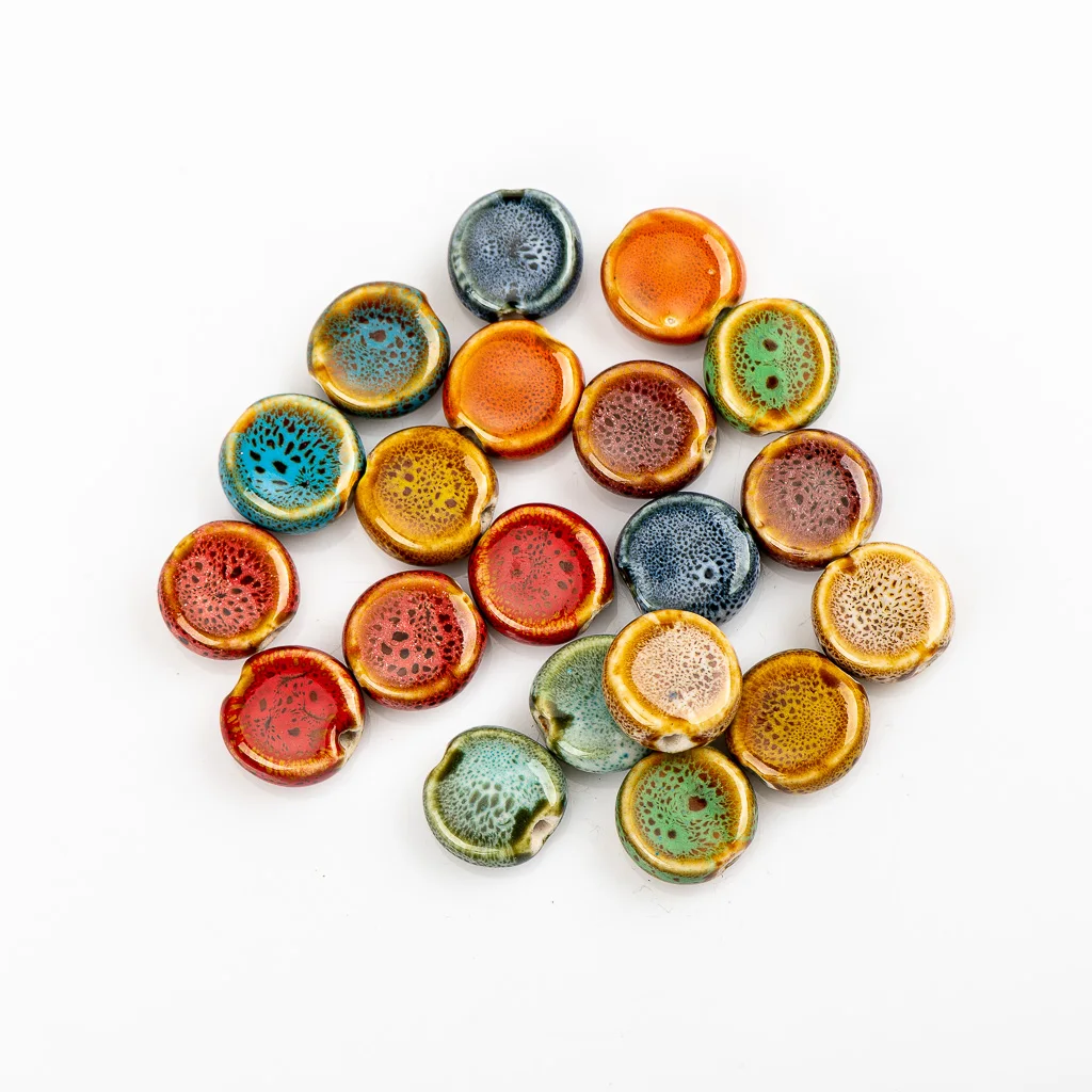 15# 20pcs Round Shape Colorful China Ceramic Beads Wholesale Sell By Bags China Ceramics Beads #A518A