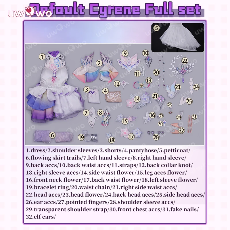 UWOWO Cyrene Cosplay Collab Serie: Spiel Honkai: Star Rail Upgrade Cyrene Cosplay Kostüm S-2XL Halloween Kostüm