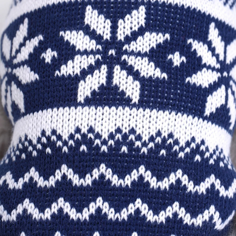 

Warm Thick Christmas Pet Sweater Snowflake Pattern Turtleneck Blue Size S Dog Winter Clothes Festive Costume Pet Sweater