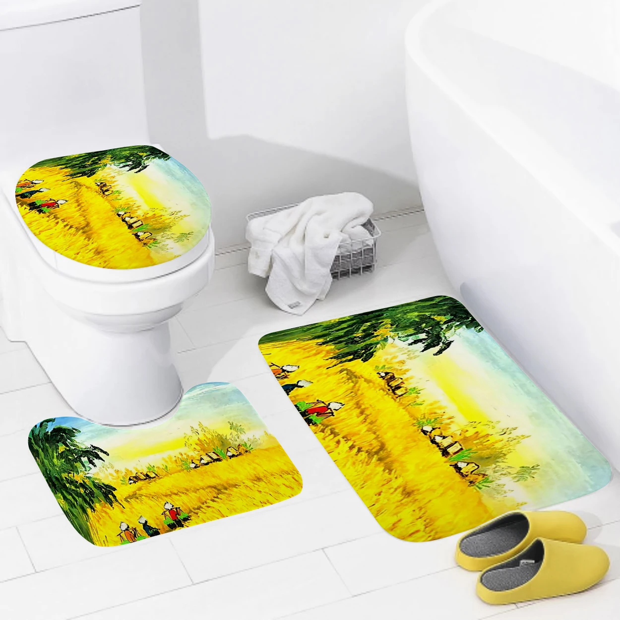 home bathroom floor mats Oil painting style Bath Foot mat modern bathroom accessories rug Toilet mat Bathtub anti-slip carpet