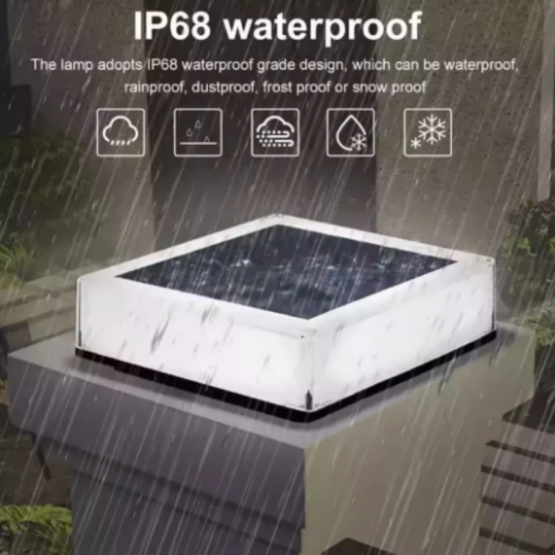 Solar Powered LED Post Cap Lights Waterproof Outdoor Garden Fence Lamp for Wooden Posts Lawn Camping Summer Decor