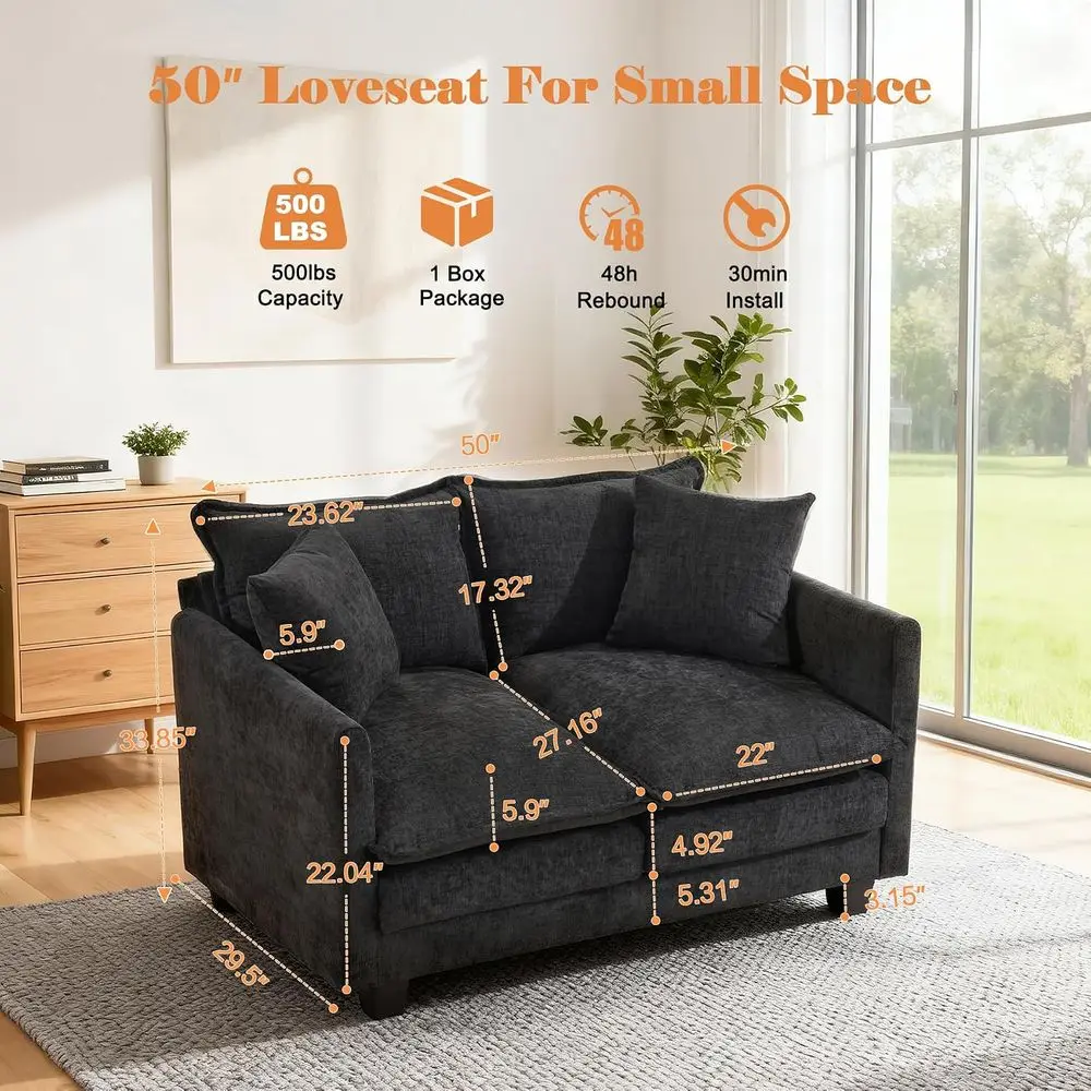 Loveseat Soa Cloud Soa Couch 50'', ern Loveseats 2 Seat Couch 27