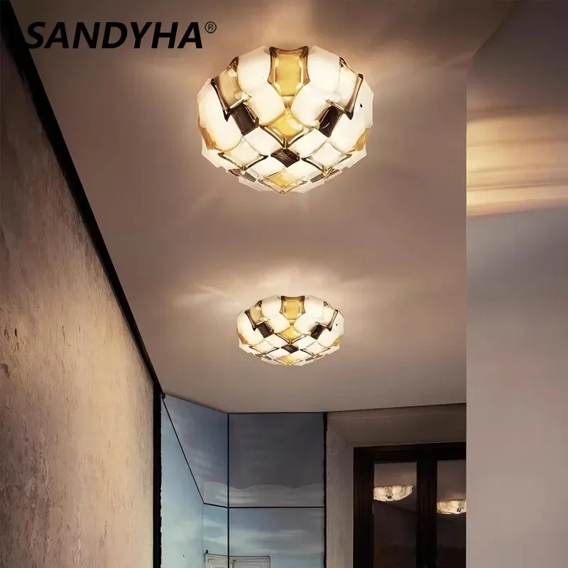 

SANDYHA Nordic Gemstone Ceiling Light Colorful Circular Wall Lamp LED Lighting Fixture Living Room Bedroom Hallway Home Decor