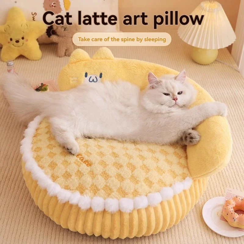 Winter practical Warm Cat Bed, Donut Shaped Bed for Cats, Thick Safe Sleep Mat, All Seasons Pet Sofa for Cats