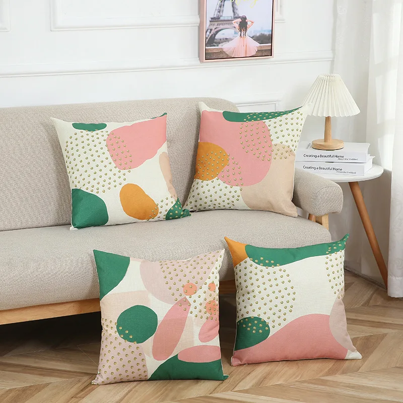 

4 PCS Linen Throw Pillow Cover Home Decorative Pillowcase for Sofa Cafe Modern Solid Color Cushion Cover Square Pillow Case