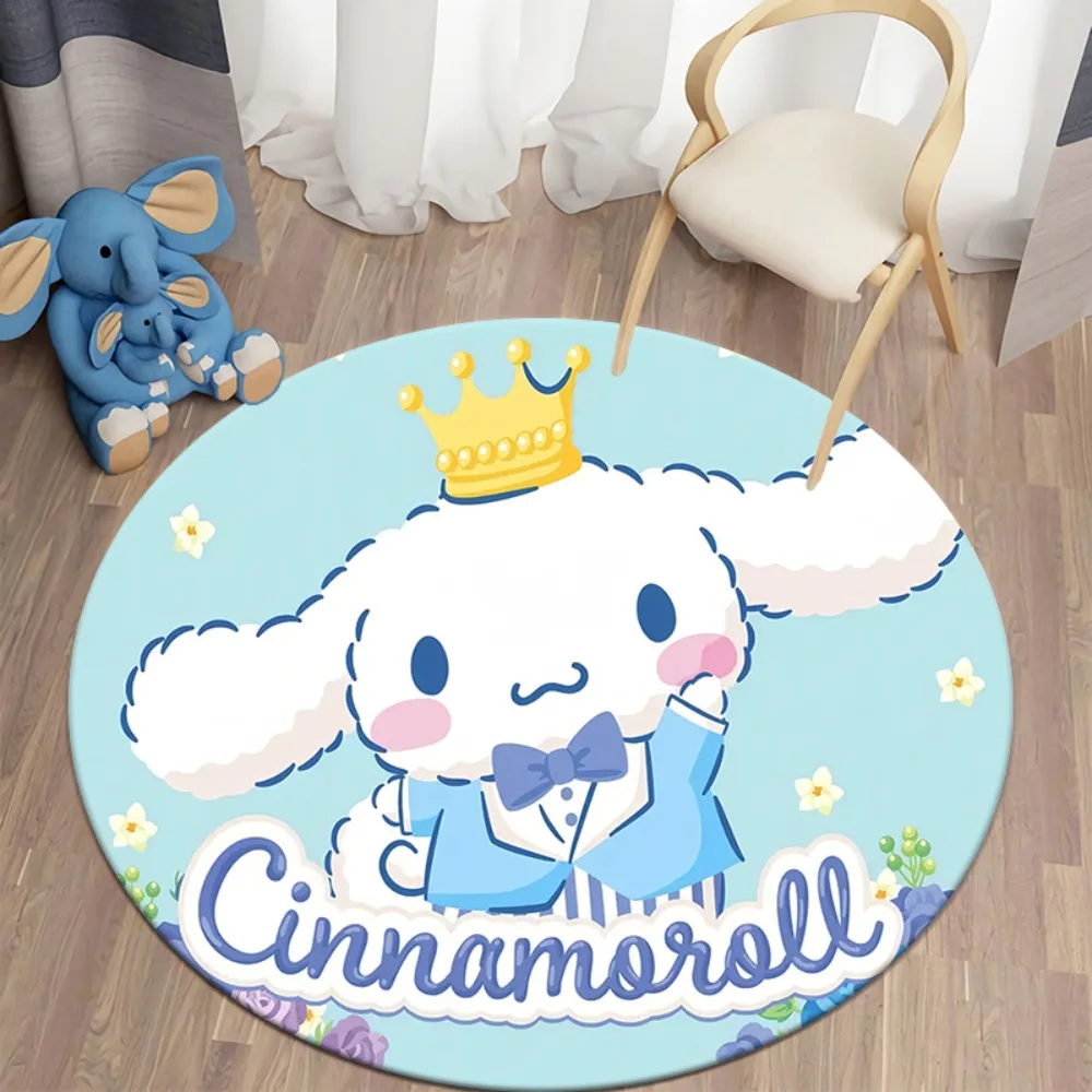 

Официальный ковер Sanrio Disney, 1 шт., милый круглый ковер Cinnamoroll, фланелевой противоскользящий универсальный ковер для дома, кемпинга, йоги, девчачий подарок