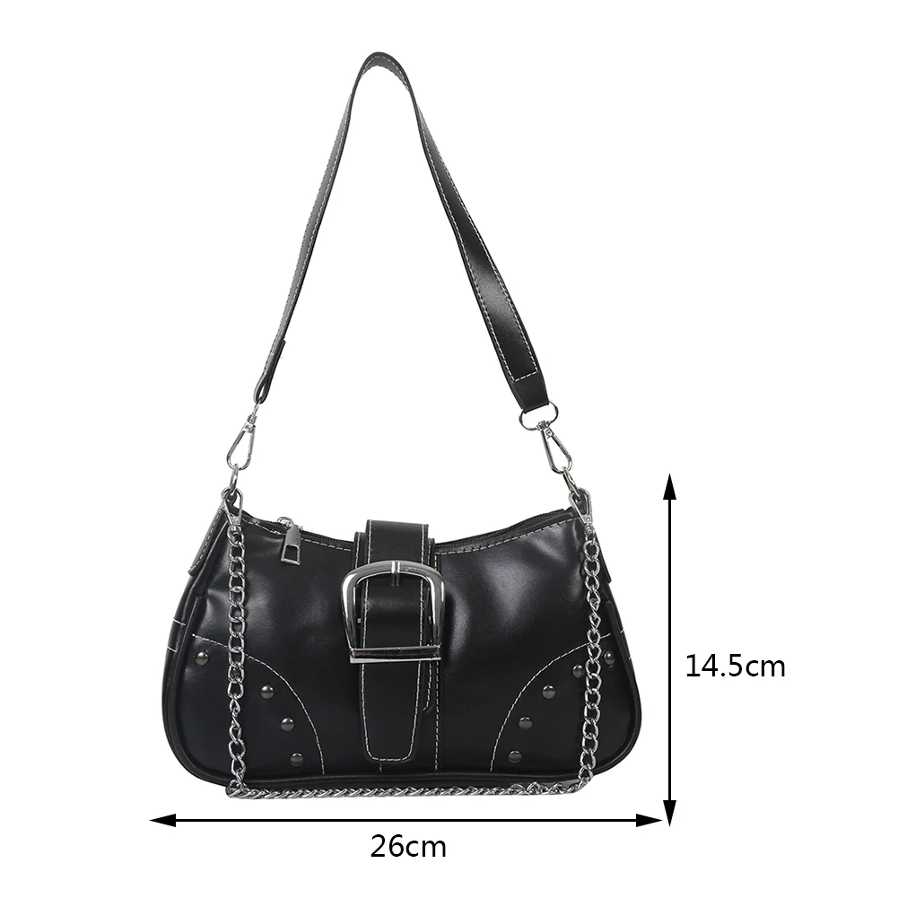 Women\'s Handbags Y2K Cool Style Chain Shoulder Bag High-quality Ladies Armpit Purses Fashion Solid Color Totes Female French Bag