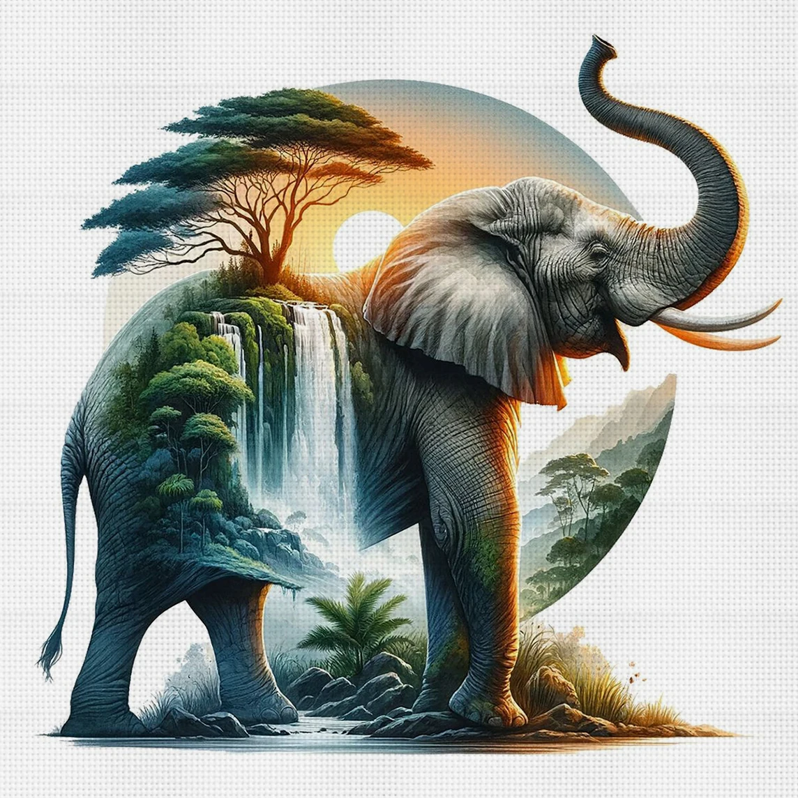 Nature's Giant Kreuzstich-Set zum Selbermachen, 11CT, Stickerei, Heimwanddekoration, Geschenk, handgefertigtes Material, rahmenlos, halbfertig, 36 x 36 cm