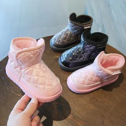 Stivali da bambino per bambina stivali da neve invernali per ragazzi e ragazze scarpe da bambino antiscivolo impermeabili all'aperto stivali per bambini in peluche caldi di moda