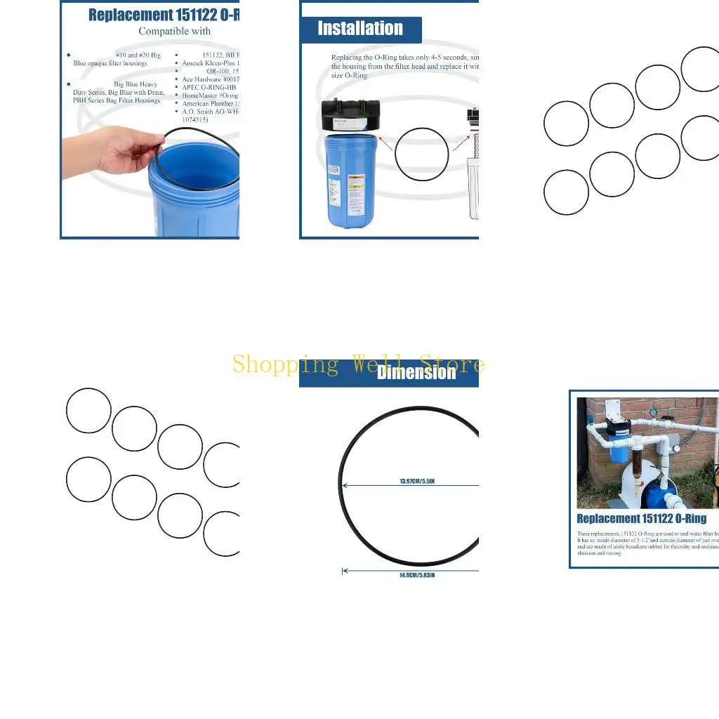 KX4B 10Pcs 151122 Water Filters O-Rings Large Blue Filter Housing Replacements Parts