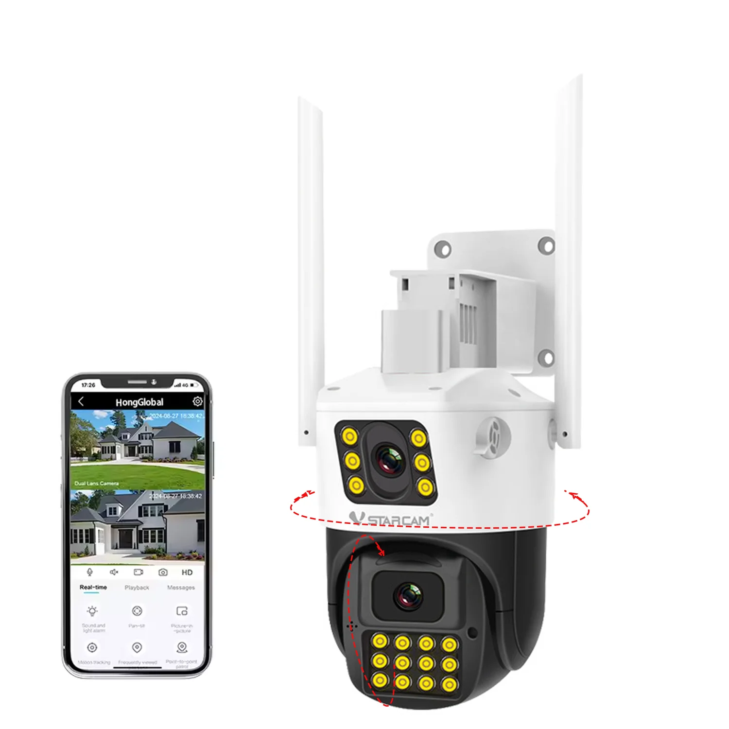 

Vstarcam CS663DR 2MP 1080P Dual Lens 4G/WIFI IP Dome Camera AI Humanoid Detection Full Color Security CCTV Intercom Baby Monitor