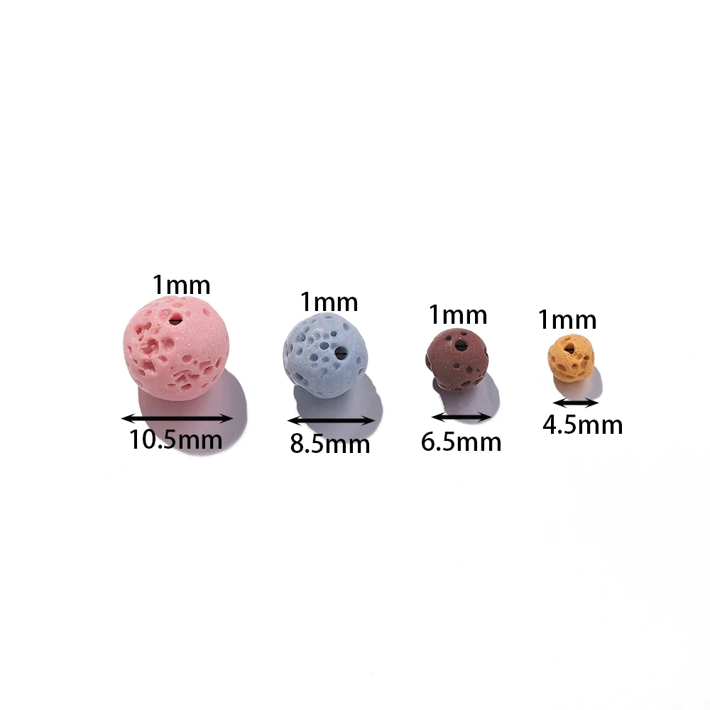 Natural Lava Stone Bead Round Volcanic Rock Colorful Loose Spacer Beads for Jewelry Making DIY Bracelet Necklace Accessories